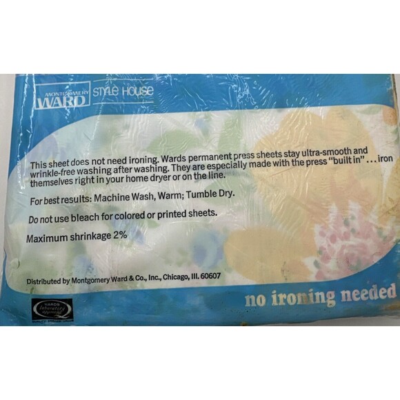 Vintage Montgomery Ward 1970s  Full Fitted Sheet Flowers New Old Stock - Picture 10 of 10